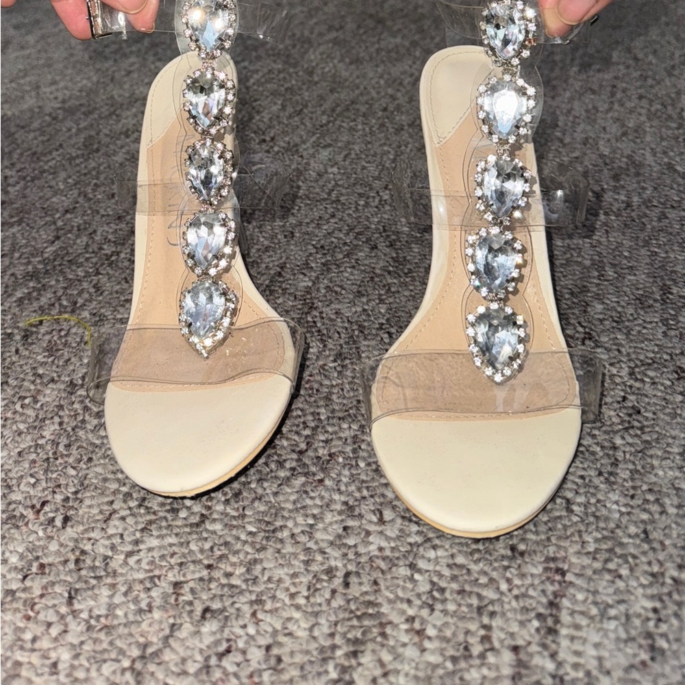 Elegant Crystal Embellished Clear Heels